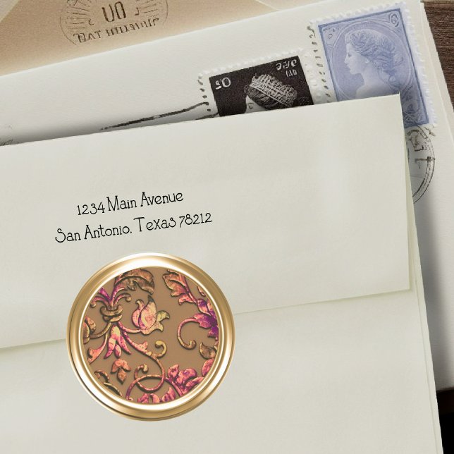 Adesivo Redondo Mão-de-Obra Metálica em Rosa e Dourado (Criador carregado)