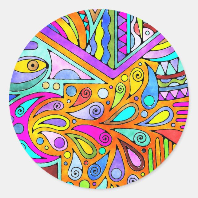 Adesivo Redondo Mão Desenhada Por EDDArt - Blah Blah Blah 1 (Frente)