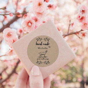 Adesivo Redondo Mão Feita Por Monograma De Sabão De Leite De Cabra