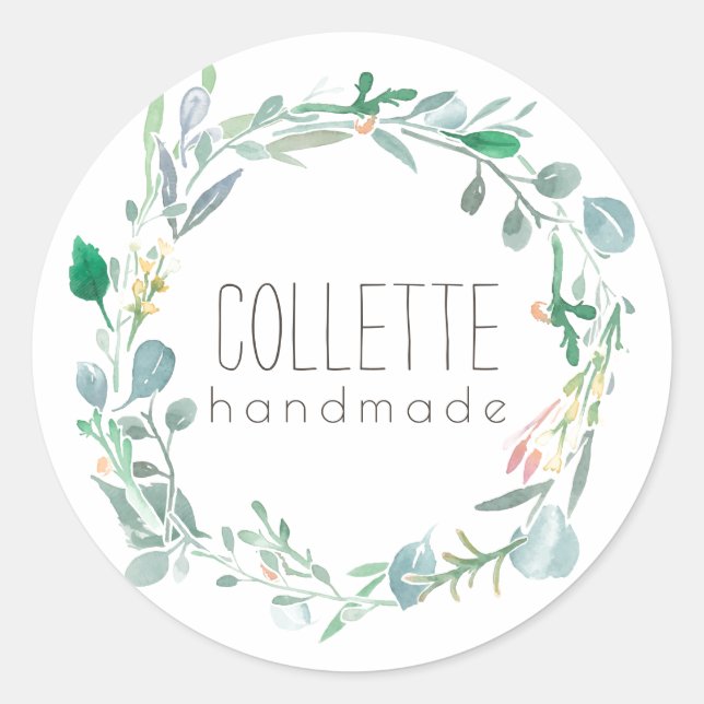 Adesivo Redondo Mão Feita Por Rótulo De Produto Modelo Verde (Frente)