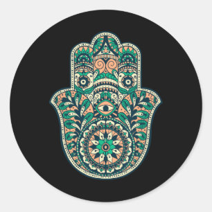 Adesivo Redondo Mão Hamsa de Fátima Símbolo Islâmico Oriental Yoga