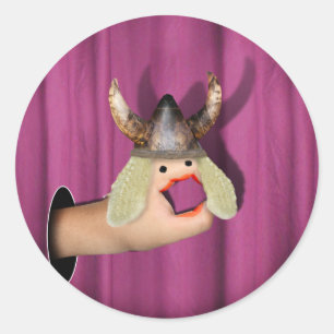 Adesivo Redondo Mão Operática em Destaque