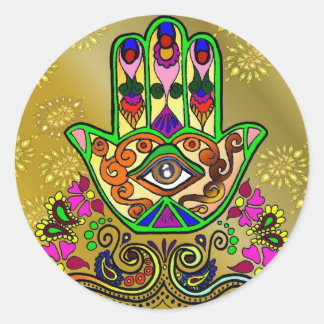 Adesivo Redondo Mão ouro de Fátima, Sticker