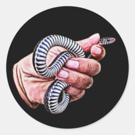 Adesivo Redondo mão segurando a arte dos animais cobra de répteis