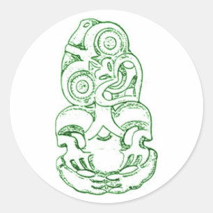 Adesivo Redondo Maori Hei-Tiki Sketch Sticker