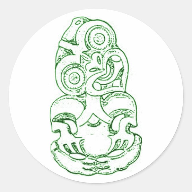 Adesivo Redondo Maori Hei-Tiki Sketch Sticker (Frente)