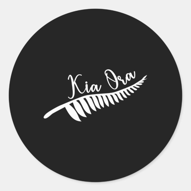 Adesivo Redondo Maori Kia Ora Silver Fern Tatuagem Tribal Nova Zel (Frente)