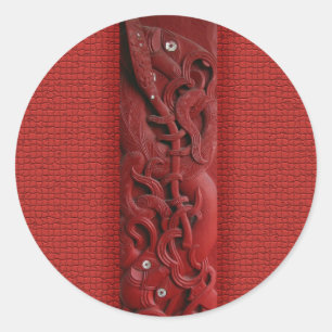 Adesivo Redondo Maori Kupe Carving Sticker
