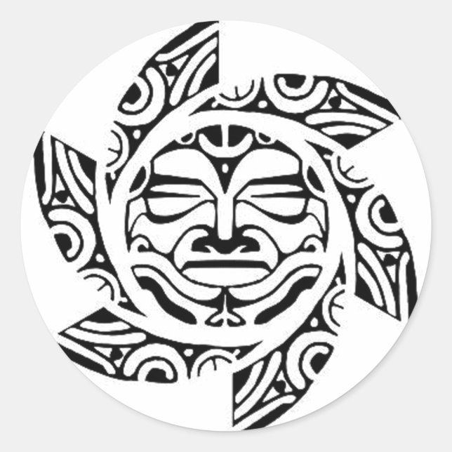 Adesivo Redondo Maori Mask (Frente)