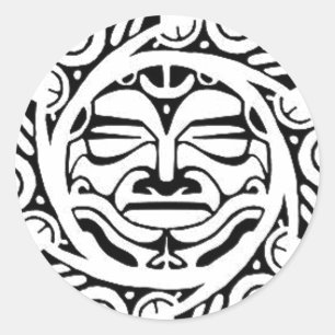Adesivo Redondo Maori Mask