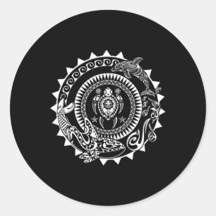 Adesivo Redondo Maori Polynésia Tatto Orca Dolphin Turtle Scuba