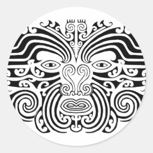Adesivo Redondo Maori Tattoo - Preto e Branco