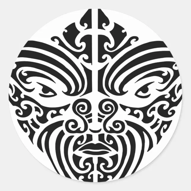 Adesivo Redondo Maori Tribal Tattoo Mask