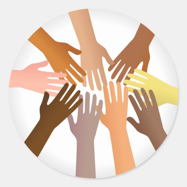 Adesivo Redondo Mãos Coloridas (Frente)