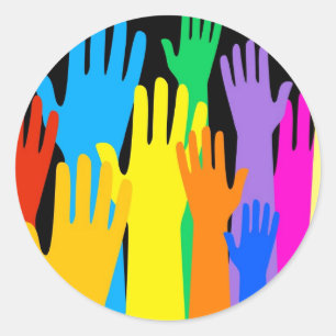 Adesivo Redondo Mãos Coloridas
