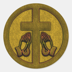 ADESIVO REDONDO MÃOS CRUZADAS E REZADAS