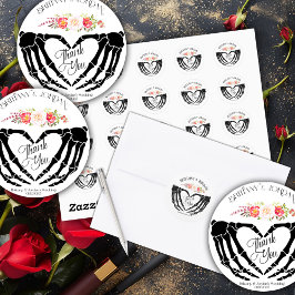 Adesivo Redondo Mãos de Esqueleto Light Gothic Casamento