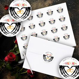 Adesivo Redondo Mãos de Esqueleto Light Gothic Casamento