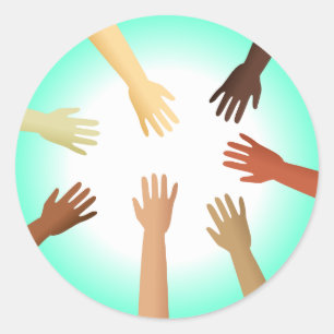 Adesivo Redondo Mãos Diversas
