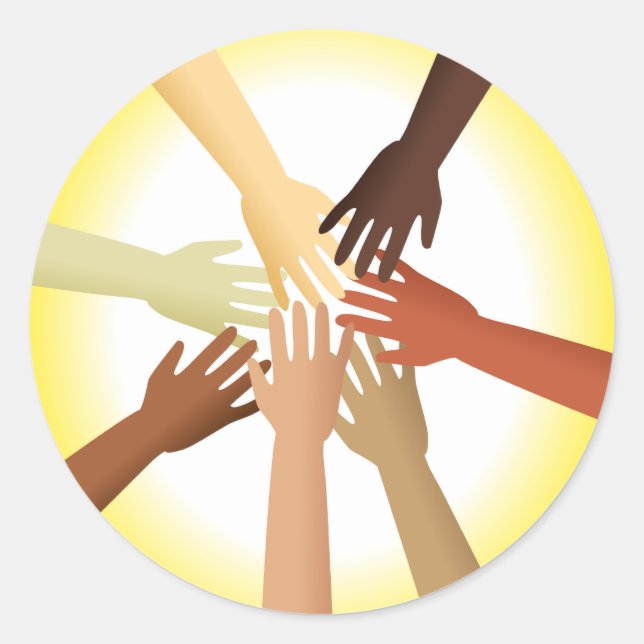 Adesivo Redondo Mãos Diversas (Frente)