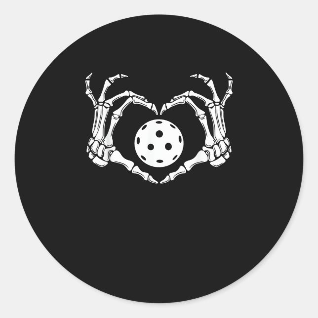 Adesivo Redondo Mãos do Coração do Esqueleto do Halloween (Frente)