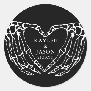 Adesivo Redondo Mãos do Esqueleto Caiam Casais Chás até a morte