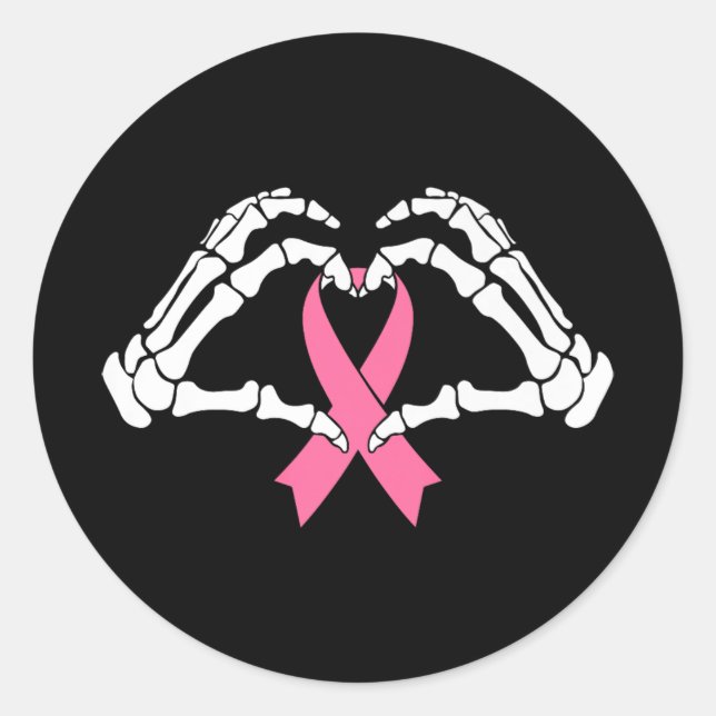 Adesivo Redondo Mãos do Skeleton Segurando Fita Halloween Figurume (Frente)