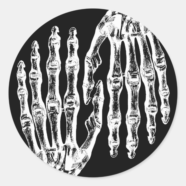 Adesivo Redondo Mãos esqueléticas assustadoras (Frente)