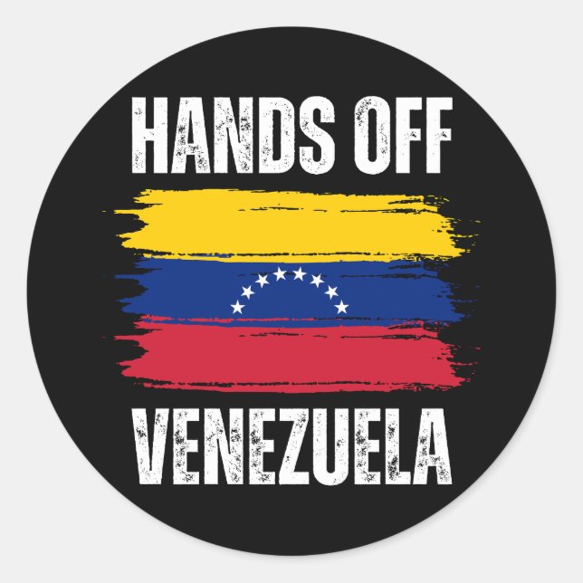 Adesivo Redondo Mãos Fora da Venezuela (Frente)