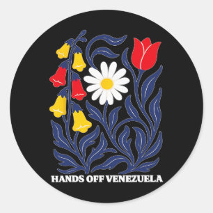 Adesivo Redondo Mãos Fora da Venezuela Jardim Sutil Anti Trump 