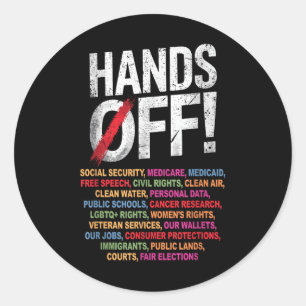 Adesivo Redondo Mãos Fora Do Meu Protesto De Segurança Social 2025