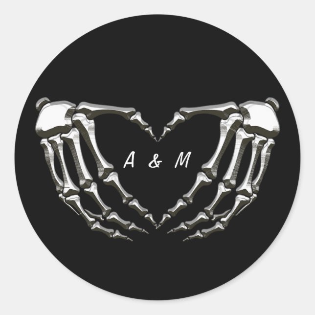 Adesivo Redondo Mãos Góticas Personalizadas De Esqueleto Adoram Fo (Frente)