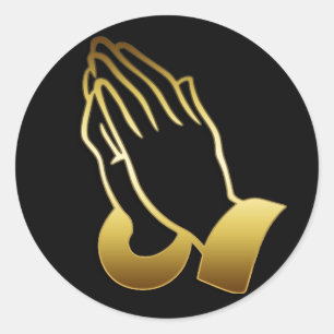 ADESIVO REDONDO MÃOS PRAYING DO OURO