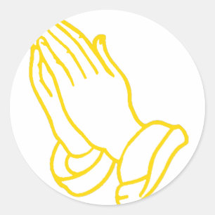 Adesivo Redondo Mãos Praying no amarelo Dourado