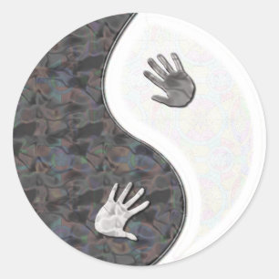 Adesivo Redondo mãos yinyang