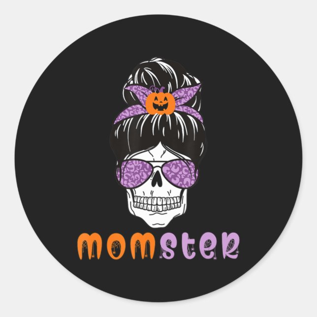 Adesivo Redondo Mãozinho Mãe Monstro Halloween (Frente)
