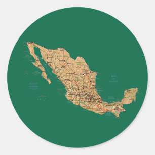 Adesivo Redondo Map Sticker do México