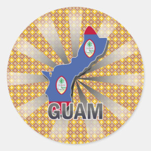 Adesivo Redondo Mapa 2,0 da bandeira de Guam