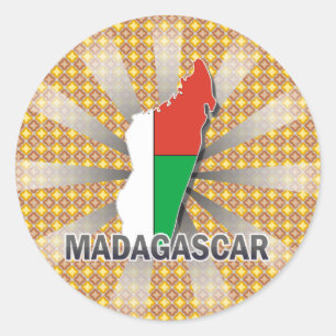 Adesivo Redondo Mapa 2,0 da bandeira de Madagascar