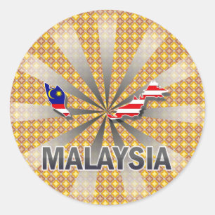 Adesivo Redondo Mapa 2,0 da bandeira de Malaysia