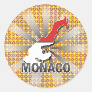 Adesivo Redondo Mapa 2,0 da bandeira de Monaco