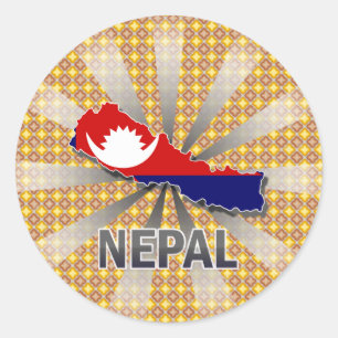 Adesivo Redondo Mapa 2,0 da bandeira de Nepal