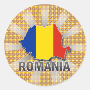 Adesivo Redondo Mapa 2,0 da bandeira de Romania