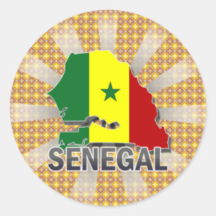 Adesivo Redondo Mapa 2,0 da bandeira de Senegal
