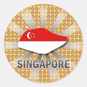Adesivo Redondo Mapa 2,0 da bandeira de Singapore