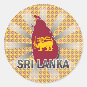 Adesivo Redondo Mapa 2,0 da bandeira de Sri Lanka