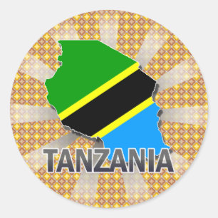 Adesivo Redondo Mapa 2,0 da bandeira de Tanzânia