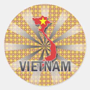Adesivo Redondo Mapa 2,0 da bandeira de Vietnam