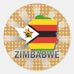 Adesivo Redondo Mapa 2,0 da bandeira de Zimbabwe