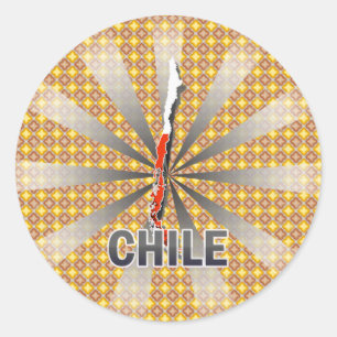 Adesivo Redondo Mapa 2,0 da bandeira do Chile